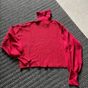 Red turtleneck sweater